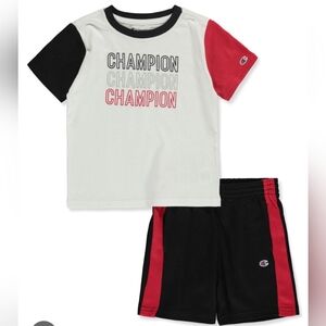Champion Kids' Black and Red T-Shirt and Shorts Set